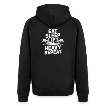 Levée de musculation Prise de muscle Manger Dormir Soulever lourd - Veste à capuche bio Premium Unisexe - noir - Dos - Nico (187cm)