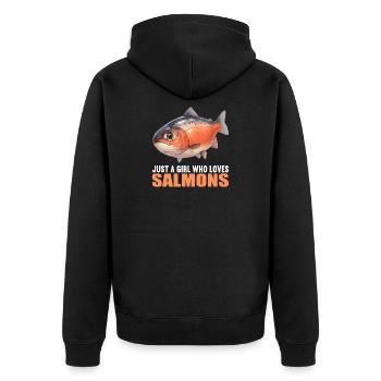 Lachse Lachs - Unisex Premium Bio Zip Hoodie - Schwarz - Hinten - Nico (187cm)