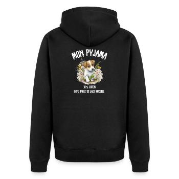 Jack Russell Hundepyjama-Humor - Unisex Premium Bio Zip Hoodie - Schwarz - Hinten - Nico (187cm)