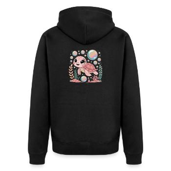 Cute Baby Sea Turtle Underwater With - Unisex Premium Organic Zip Hoodie - black - Back - Nico (187cm)
