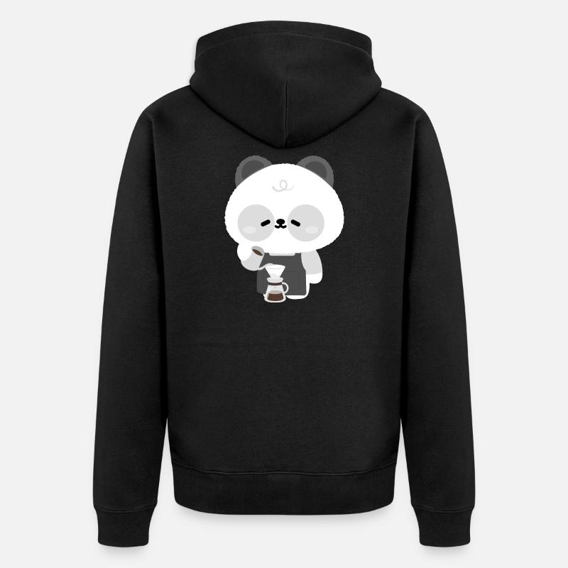 Panda Barista Coffee Brew - Veste à capuche bio Premium Unisexe - noir
