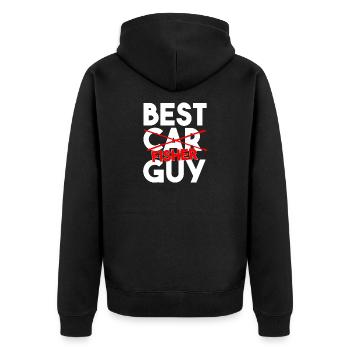 Bester Fisher Guy lustiger Angel-Slogan - Unisex Premium Bio Zip Hoodie - Schwarz - Hinten - Nico (187cm)