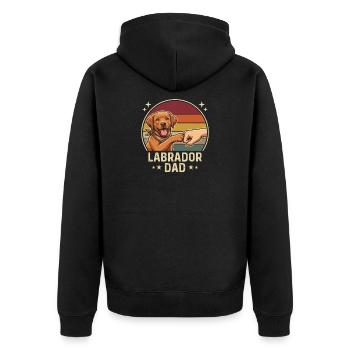 Retro Labrador Dad Foxred Pfotenclash - Unisex Premium Bio Zip Hoodie - Schwarz - Hinten - Nico (187cm)