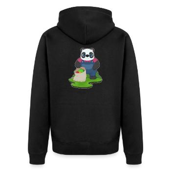 Panda Farmer Fruit Farm - Unisex Premium Organic Zip Hoodie - black - Back - Nico (187cm)