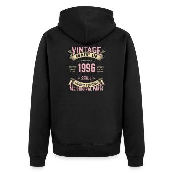 Vintage 1996 läuft immer noch stark - Unisex Premium Bio Zip Hoodie - Schwarz - Hinten - Nico (187cm)