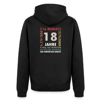 18 Years Anniversary Typo Countdown - Unisex Premium Organic Zip Hoodie - black - Back - Nico (187cm)