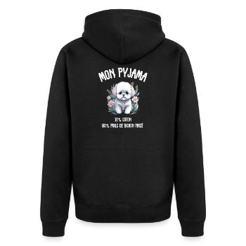 Lustiger Hund Bichon-Schlafanzug - Unisex Premium Bio Zip Hoodie - Schwarz - Hinten - Nico (187cm)