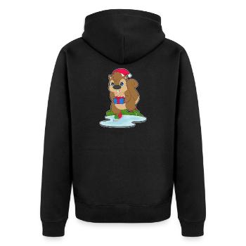 Eichhörnchen Weihnachten Eislaufen - Unisex Premium Organic Zip Hoodie - black - Back - Nico (187cm)