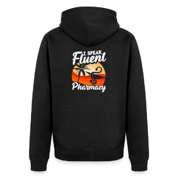 Pharmacists Speak Fluently Pharmacy Technician - Unisex Premium Organic Zip Hoodie - black - Back - Nico (187cm)