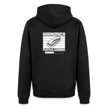 Harmonica Musican Player Loading Harmonica - Unisex Premium Bio Zip Hoodie - Schwarz - Hinten - Nico (187cm)