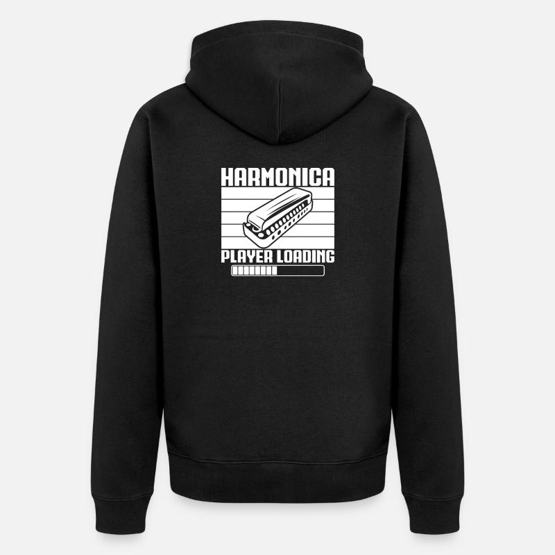 Harmonica Musican Player Loading Harmonica - Unisex Premium Organic Zip Hoodie - black