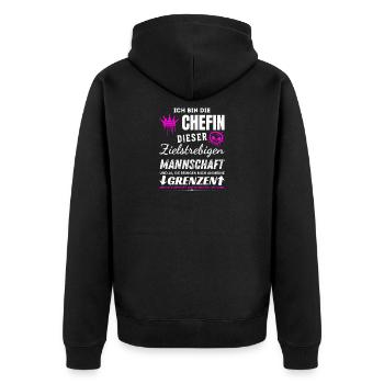 Chefin Zielstrebigen Mannschaft Chefin Geschenke - Unisex Premium Organic Zip Hoodie - black - Back - Nico (187cm)