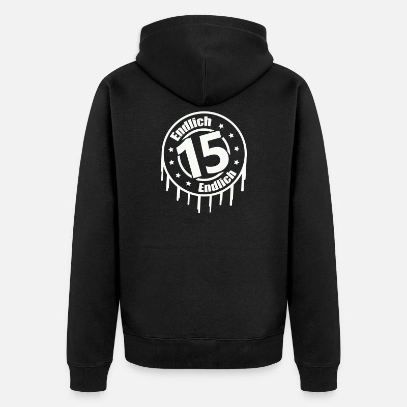 Endlich 15 - Unisex Premium Bio Zip Hoodie - Schwarz