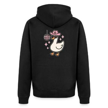 Kawaii Disco Ente mit Herzbrille - Unisex Premium Bio Zip Hoodie - Schwarz - Hinten - Nico (187cm)