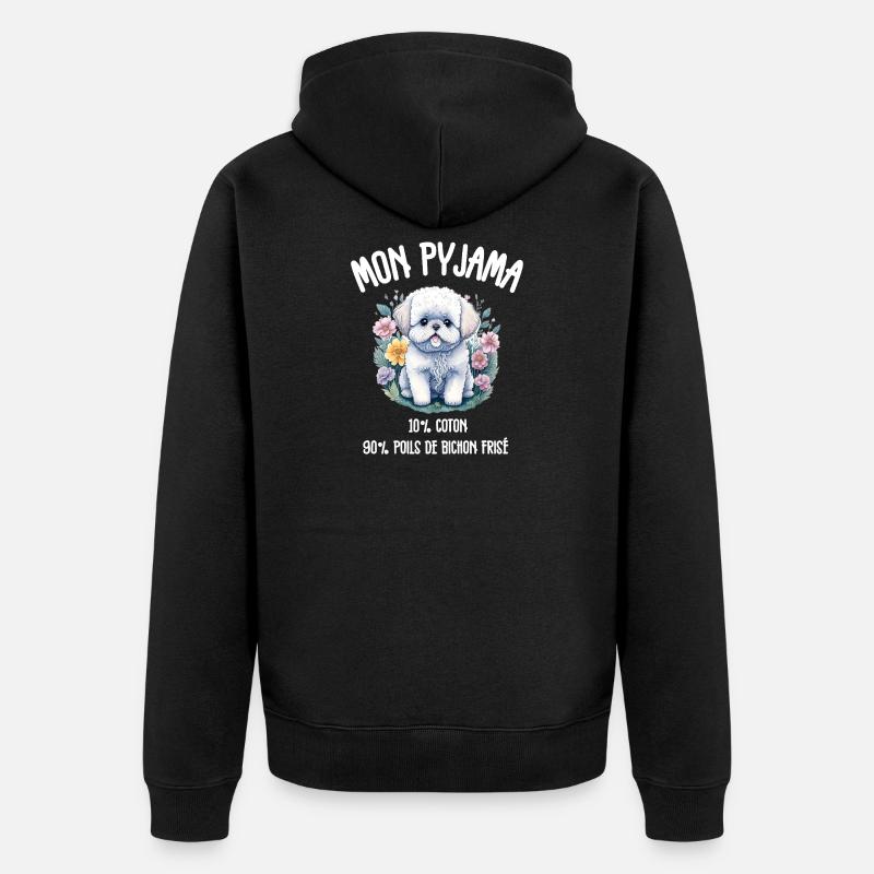 Pyjama Drôle Chien Bichon - Veste à capuche bio Premium Unisexe - noir