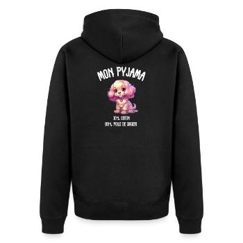 Lustige Cocker Spaniel Hundepyjamas - Unisex Premium Bio Zip Hoodie - Schwarz - Hinten - Nico (187cm)