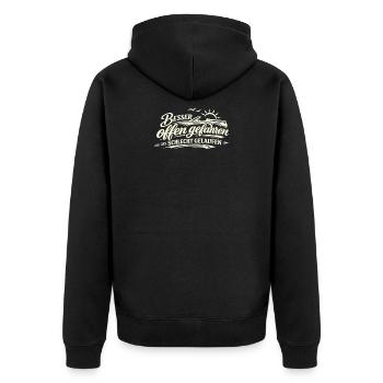 Besser offen gefahren als schlecht gelaufen  - Unisex Premium Bio Zip Hoodie - Schwarz - Hinten - Nico (187cm)