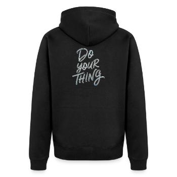 Do Your Thing Motivation Typografie - Unisex Premium Bio Zip Hoodie - Schwarz - Hinten - Nico (187cm)