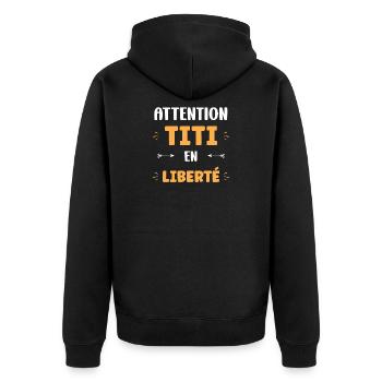 Attention Titi en Liberté - Veste à capuche bio Premium Unisexe - noir - Dos - Nico (187cm)