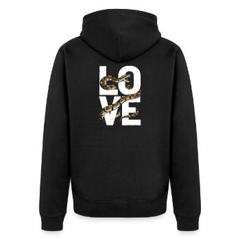 Königspython Schlangen LOVE Terrarium Python - Unisex Premium Bio Zip Hoodie - Schwarz - Hinten - Nico (187cm)