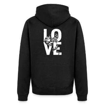Königspython Schlangen LOVE Terrarium Python - Unisex Premium Bio Zip Hoodie - Schwarz - Hinten - Nico (187cm)