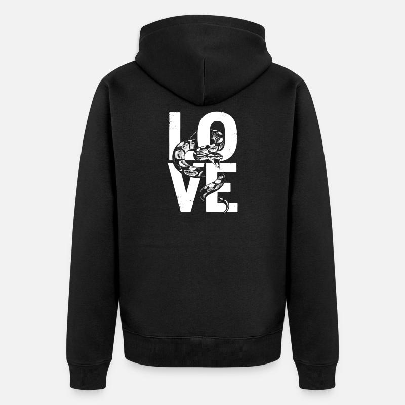 Königspython Schlangen LOVE Terrarium Python - Unisex Premium Bio Zip Hoodie - Schwarz