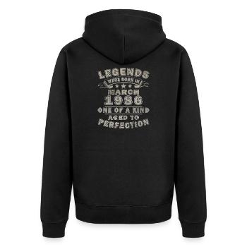 40e anniversaire – mars 1986 Perfection - Veste à capuche bio Premium Unisexe - noir - Dos - Nico (187cm)