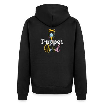 Puppen-Nerd-Marionettenkunst - Unisex Premium Bio Zip Hoodie - Schwarz - Hinten - Nico (187cm)