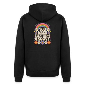 You Make Everything Groovy - Retro Rainbow - Unisex Premium Bio Zip Hoodie - Schwarz - Hinten - Nico (187cm)