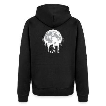 Bigfoot Klavierspieler - Unisex Premium Bio Zip Hoodie - Schwarz - Hinten - Nico (187cm)