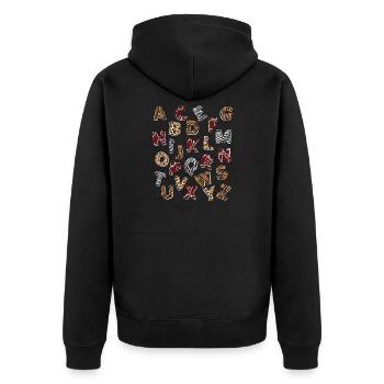 Safari Afrika serengeti alphabet buchstaben - Unisex Premium Bio Zip Hoodie - Schwarz - Hinten - Nico (187cm)