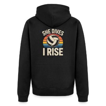 Volleyball Spruch Lustiges Volleyball Geschenk - Unisex Premium Bio Zip Hoodie - Schwarz - Hinten - Nico (187cm)