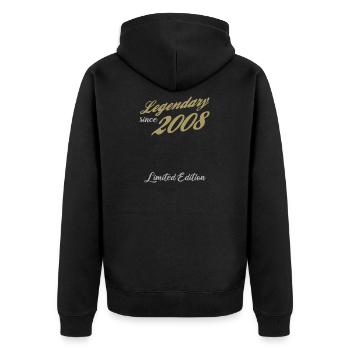 18. Geburtstag Legendary Since 2008 vintage - Unisex Premium Bio Zip Hoodie - Schwarz - Hinten - Nico (187cm)