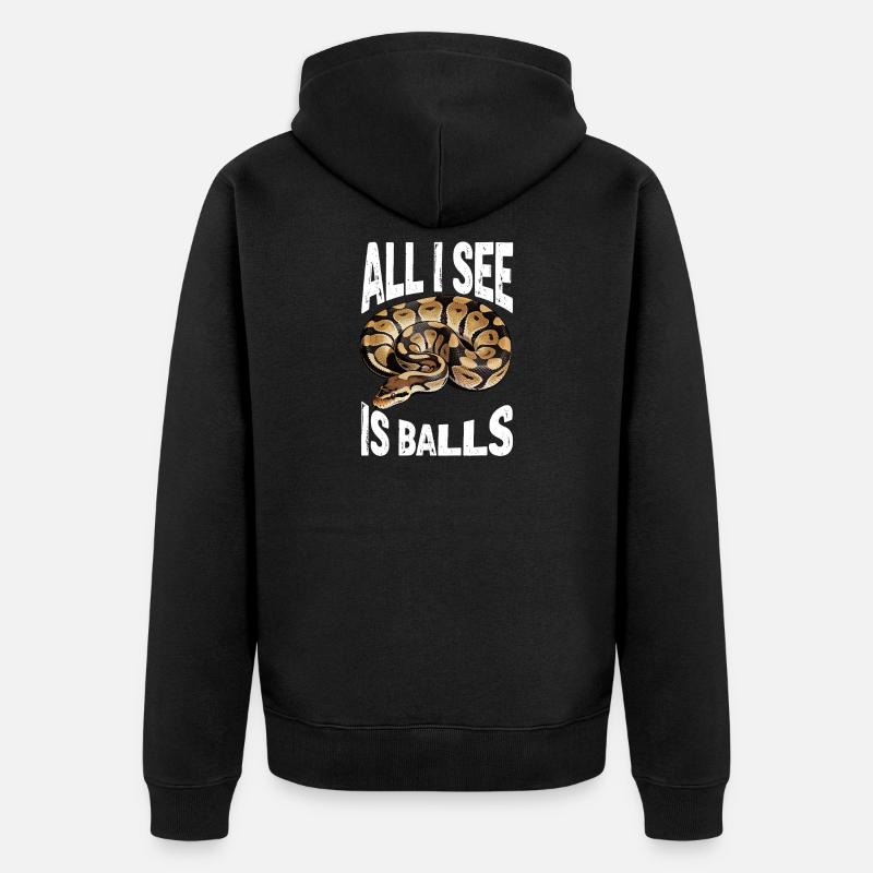 Königspython Schlangen Liebhaber Terrarium Python - Unisex Premium Bio Zip Hoodie - Schwarz