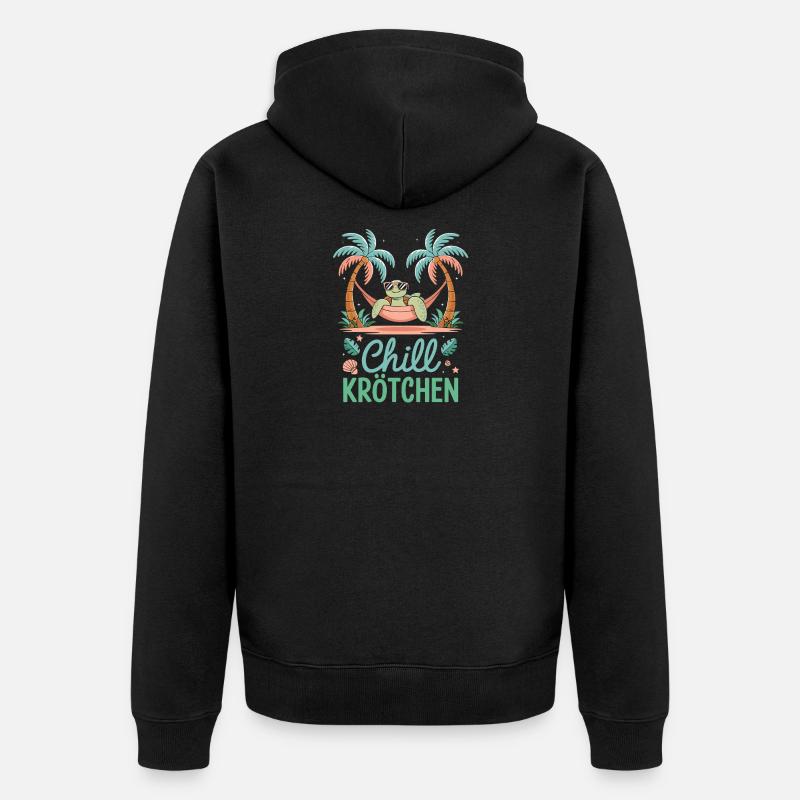 Chill Toad Cool Turtle In Hammock - Unisex Premium Organic Zip Hoodie - black