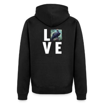 Geier - Unisex Premium Bio Zip Hoodie - Schwarz - Hinten - Nico (187cm)