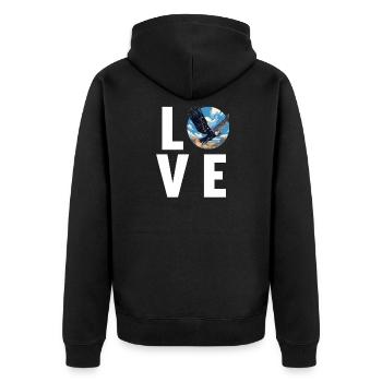 Geier - Unisex Premium Bio Zip Hoodie - Schwarz - Hinten - Nico (187cm)