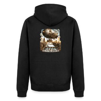 Dirigeable volant au-dessus de l’horizon de Londres - Veste à capuche bio Premium Unisexe - noir - Dos - Nico (187cm)