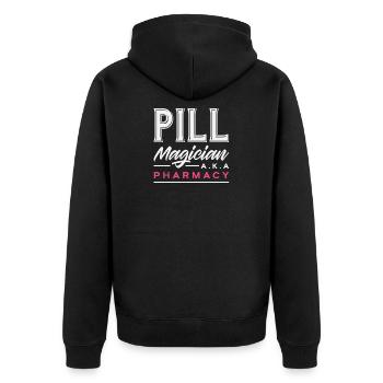Pillenmagier Apotheker Pharmazietechniker - Unisex Premium Bio Zip Hoodie - Schwarz - Hinten - Nico (187cm)