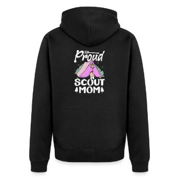Stolze Pfadfindermama Pfadfindermutter Camp - Unisex Premium Bio Zip Hoodie - Schwarz - Hinten - Nico (187cm)