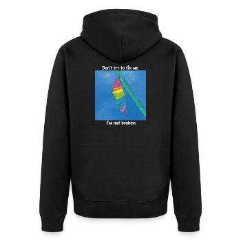 Gut so, wie ich bin!  - Unisex Premium Bio Zip Hoodie - Schwarz - Hinten - Nico (187cm)