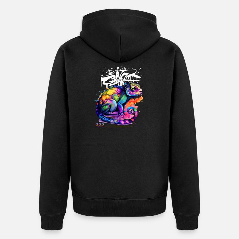 Farbenfroher Chamäleon Graffiti - Unisex Premium Bio Zip Hoodie - Schwarz