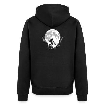 Bigfoot Mountainbiking - Unisex Premium Bio Zip Hoodie - Schwarz - Hinten - Nico (187cm)