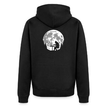 Bigfoot Schach - Unisex Premium Bio Zip Hoodie - Schwarz - Hinten - Nico (187cm)