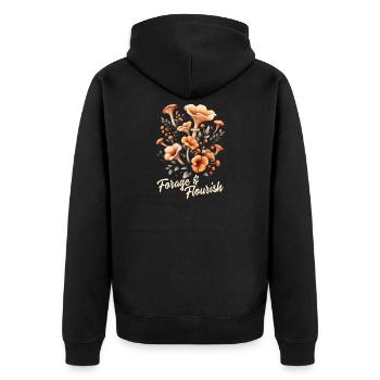 Gathering & Blossoming | Mushrooms Forest Nature - Unisex Premium Organic Zip Hoodie - black - Back - Nico (187cm)