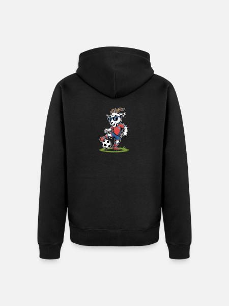Z Fussball Ziege Mit Sonnenbrille - Unisex Premium Bio Zip Hoodie - Schwarz