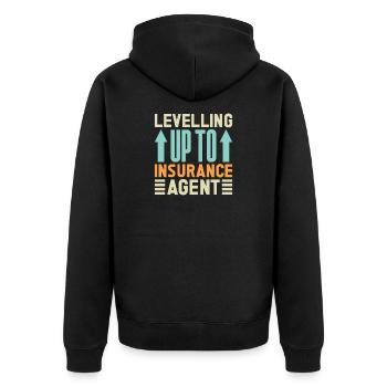 Insurance Agent Levelling Up To Funny Insurance - Unisex Premium Bio Zip Hoodie - Schwarz - Hinten - Nico (187cm)