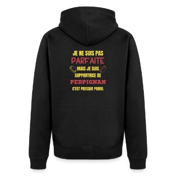 Supportrice de Perpignan Rugby - Veste à capuche bio Premium Unisexe - noir - Dos - Nico (187cm)