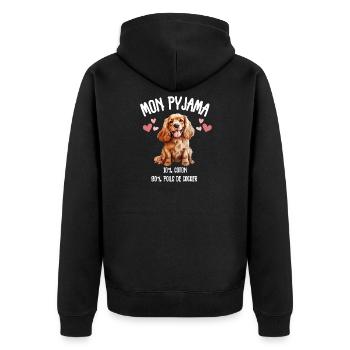 Lustige Cocker Spaniel Hundepyjamas - Unisex Premium Bio Zip Hoodie - Schwarz - Hinten - Nico (187cm)