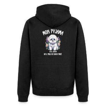 Lustiger Hund Bichon-Schlafanzug - Unisex Premium Bio Zip Hoodie - Schwarz - Hinten - Nico (187cm)